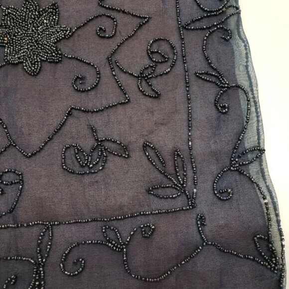 Deep Blue Sheer Beaded Cushion Cover Pillow Case Moody Maximalist Boho - Picture 5 of 13